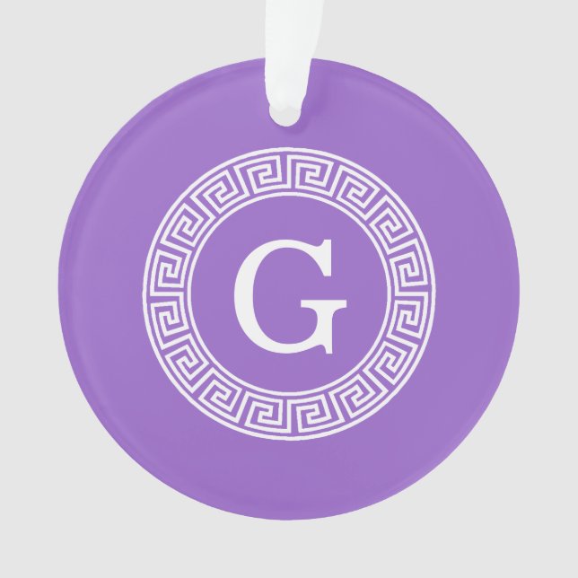 Améthyste Wht Cadre Rnd Clé Grecque Monogramme Ini (devant)