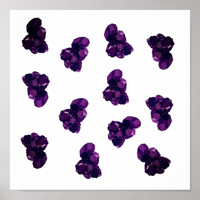 Ametyst Stones, Purple Amethyst vectoriel Poster (Devant)