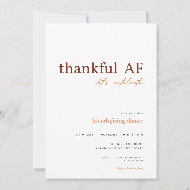 Ami Ami Drôle Thankful AF Invitation (Devant)