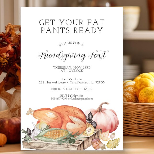 Ami amusant Invitation de fête (Turkey Meal - Thanksgiving Invitation)
