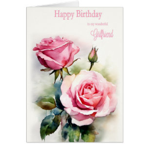 Ami Anniversaire Roses Peint Aquarelle