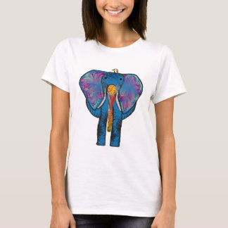 Ami coloré d'éléphant et d'oiseau sur le T-shirt