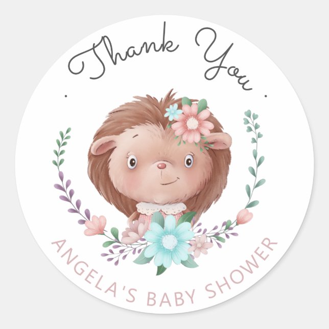 ami de la forêt bébé hedgehog Baby shower Sticker (Devant)