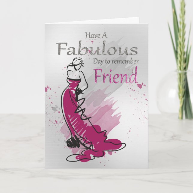 Ami, Salutation Anniversaire Avec Femme, Carte (Devant)