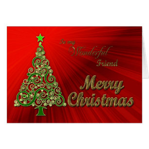 Ami, une carte de Noël à effet or et rouge