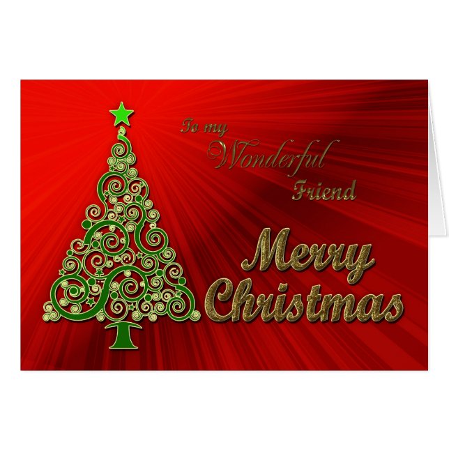 Ami, une carte de Noël à effet or et rouge (Devant horizontal)