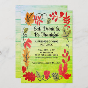 Amical Potluck Green Wood Design Invitation