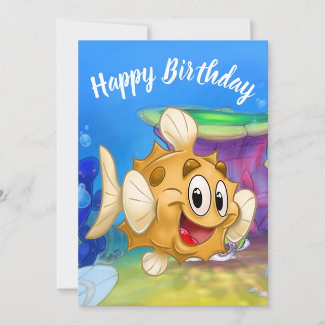 AmiPoisson dessin animé carte d'anniversaire bouff (Devant)