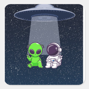 Amis avec Aliens sur un autocollant