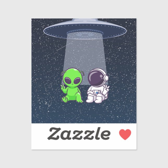 Amis avec des Aliens sur un autocollant ou un auto (Feuille)