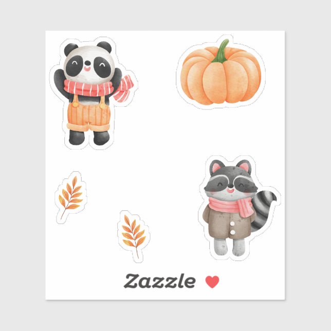 Amis d'automne - Stickers animaux confortables (Feuille)