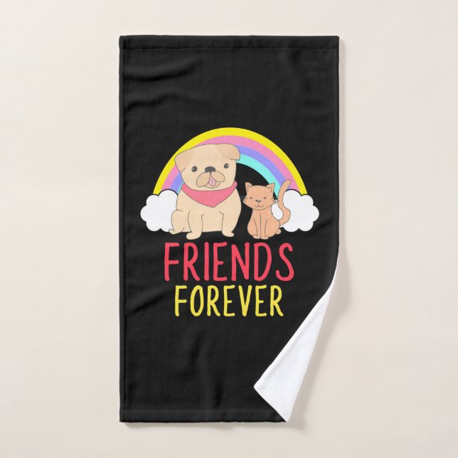 Amis De Chien Et De Chat Pour Toujours (Serviette à main)