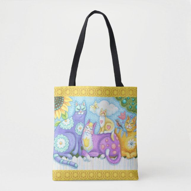 AMIS DE FELINE BLANCHE CHAT SAC FOURRE-TOUT Jaune (Devant)
