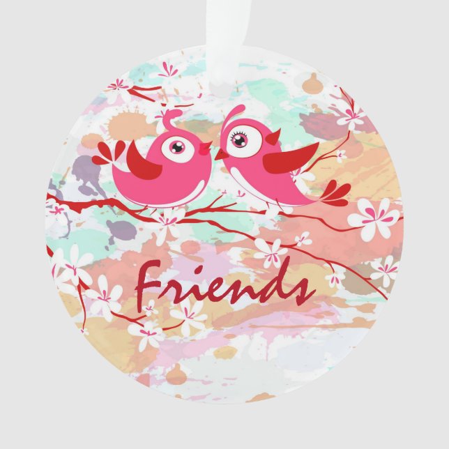 Amis Deux oiseaux adorables sur une branche sur me (devant)