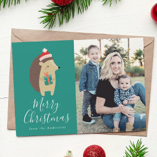 Amis d'hiver Hedgehog Carte photo de vacances