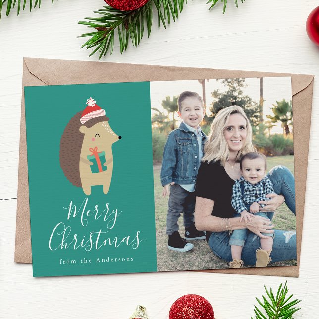 Amis d'hiver | Hedgehog Carte photo de vacances (Créateur téléchargé)