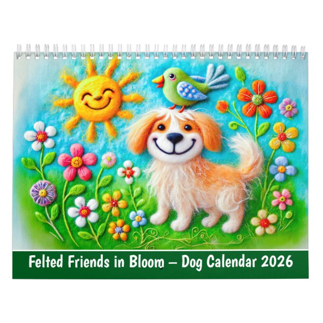 Amis en feutre en fleurs – Calendrier de chiens 20 (Protection)
