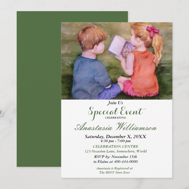 AMIS ET FAMILLE LIRE FAMILLE INVITATION DE L'ÉVÉNE (Devant / Derrière)