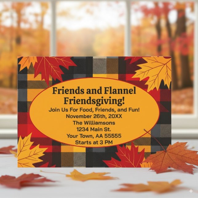 Amis et Flannel Friendsgiving Plaid Invitation (Créateur téléchargé)