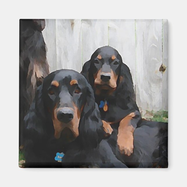 Amis Gordon Setter Peinture sur un aimant (Devant)
