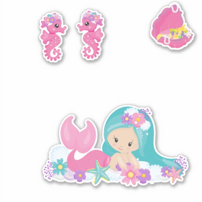 Amis Mermaid Pink Sea Sticker (Devant)