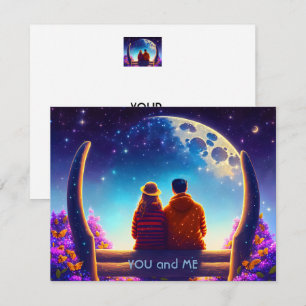 Amis ou amoureux sur un banc au clair de lune,