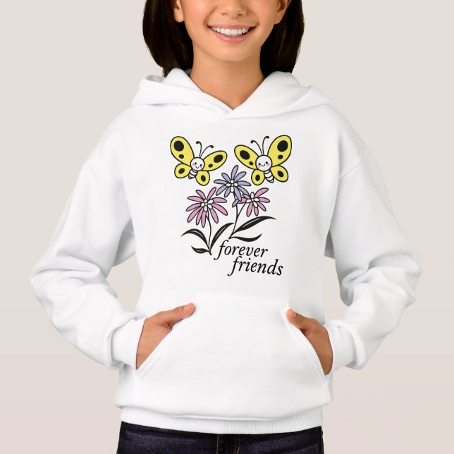 Amis pour toujours Papillons et Fleurs Mignons (Devant)
