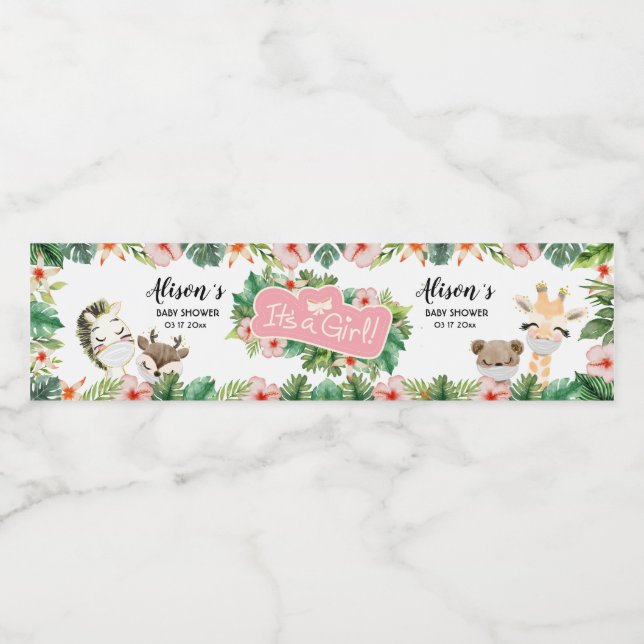 Amis Safari | Baby shower Étiquettes de bouteilles (Étiquettes simples)