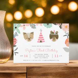 Amis Woodland Invitation du Anniversaire de enfa