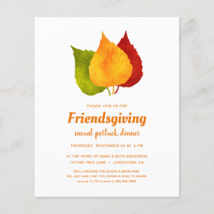AMITIÉ FESTIVE AUTOMNE FEUILLES BUDGET INVITATION