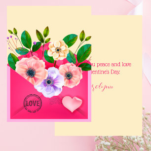 Amitié florale aquarelle Carte Saint-Valentin