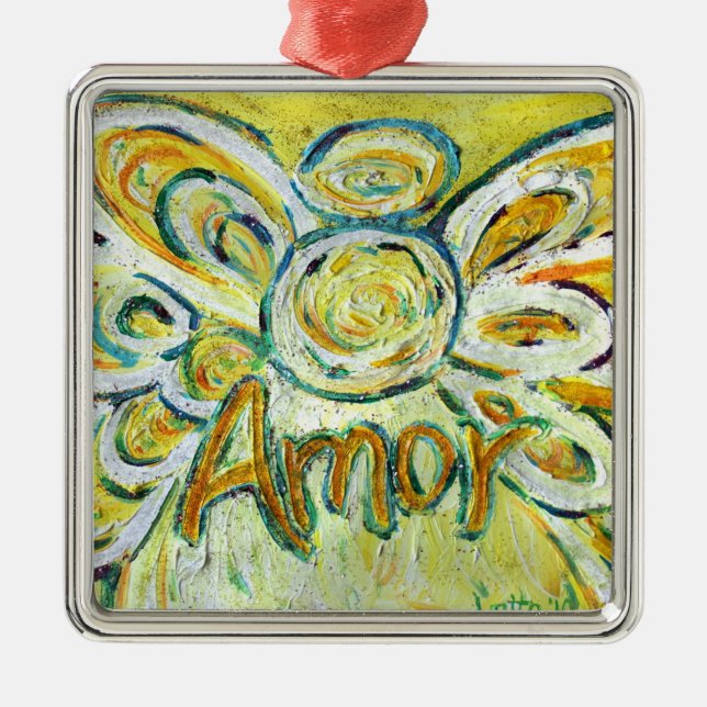 Amor Angel Word (Espagnol "Amour") Ornements de va (Devant)