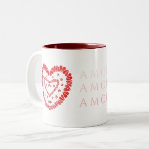 AMOR-ESPAGNOL AMOUR Maroon Mug à deux tons