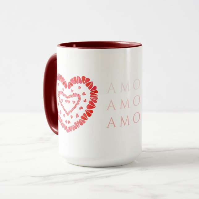 AMOR ESPAGNOL AMOUR Tall Maroon Combo Mug (Devant gauche)