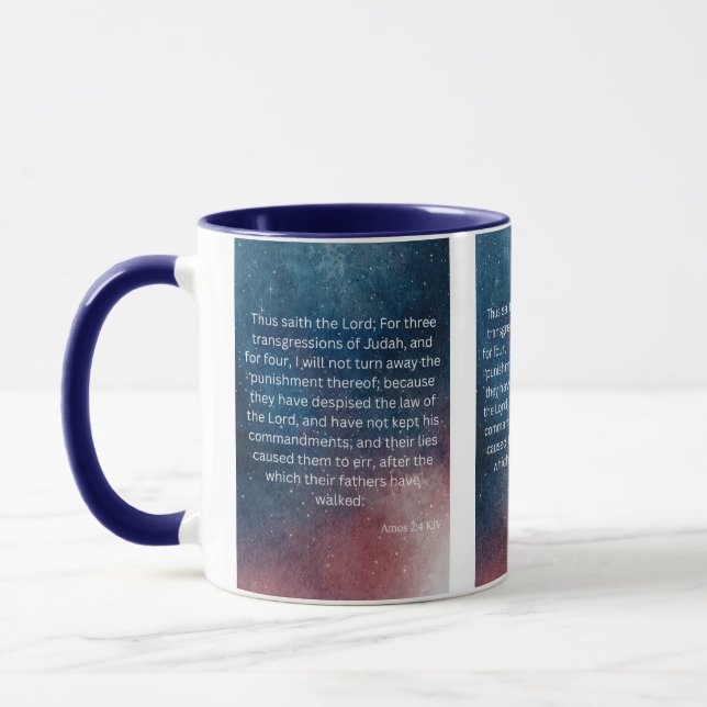 Amos 2:4 KJV Bible Scripture Pic Mug à deux tons (Gauche)