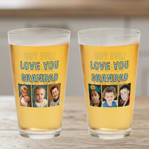Amour à Grand-papa 6 photos verre à bière bleu