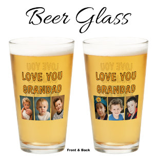 Amour à Grand-papa 6 photos verre bière orange