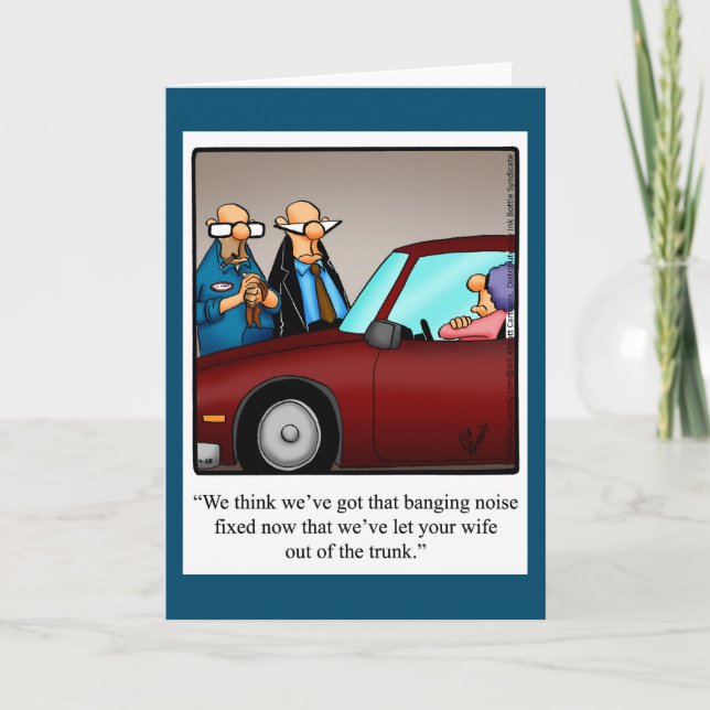 Amour amusant et mariage Humour blanc Carte de voe (Devant)