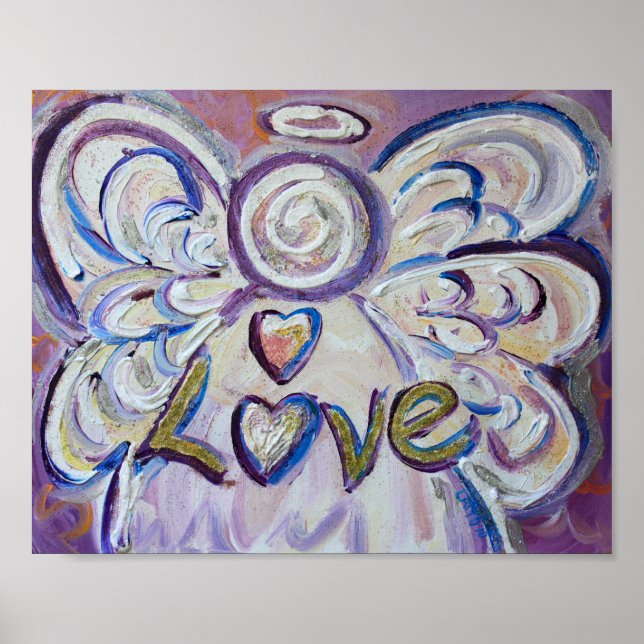 Amour Angel Inspirational Word Art Imprimer Poster (Devant)