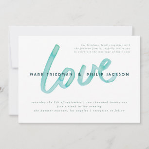 Amour Aquarelle Moderne Gay Mariage Invitations