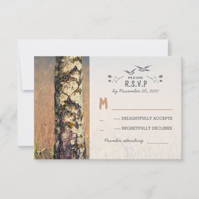 amour arbre mariage campagnard rustique cartes RSV (Devant)