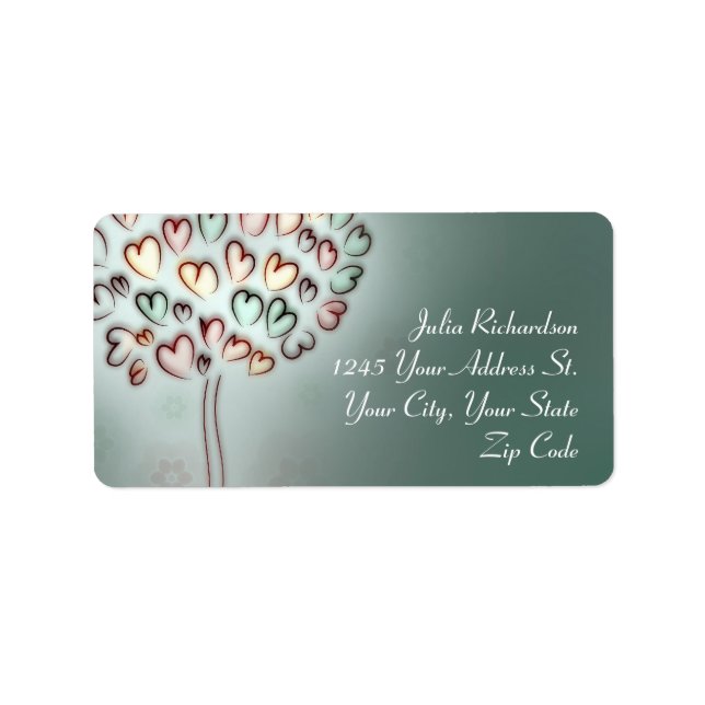 amour arbre mignon mariage étiquettes de adresse (Devant)