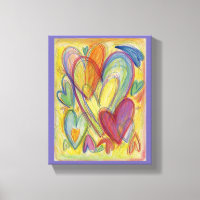 Amour Arc-en-ciel Coeurs Peinture Toile Art Imprim
