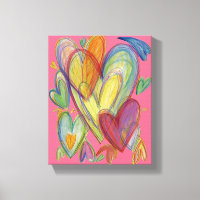 Amour Arc-en-ciel Coeurs Peinture Toile Art Imprim