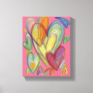 Amour Arc-en-ciel Coeurs Peinture Toile Art Imprim