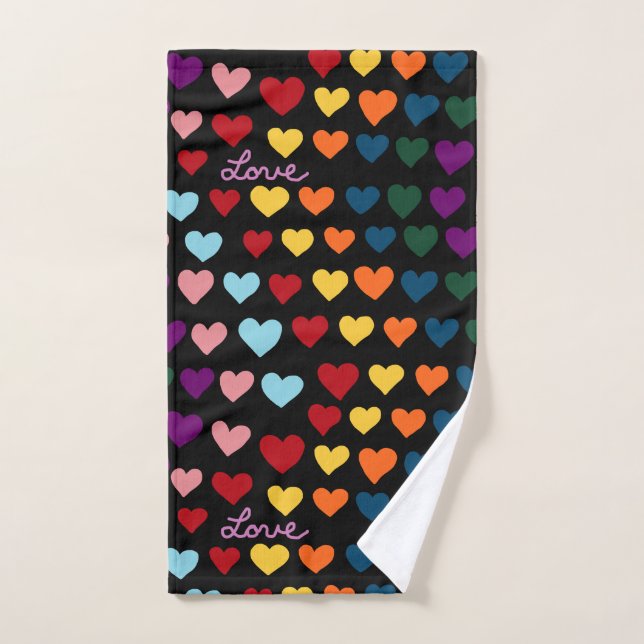 Amour avec arc-en-ciel de cœurs (Serviette à main)