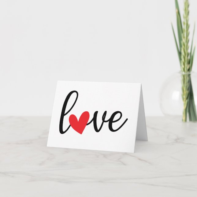 Amour avec Red Heart, jolie et simple carte BLANK (Devant)