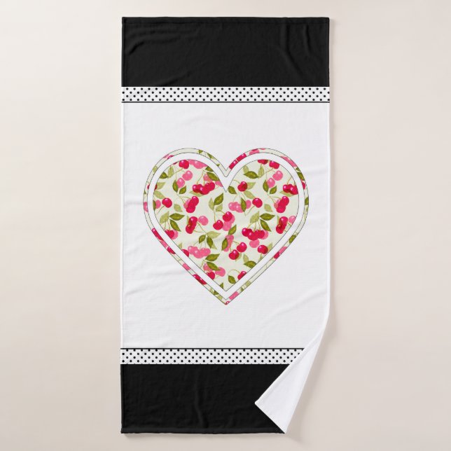 Amour, baies, cerise (Serviette de bain)