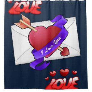 amour bleu valentines jour douche rideau