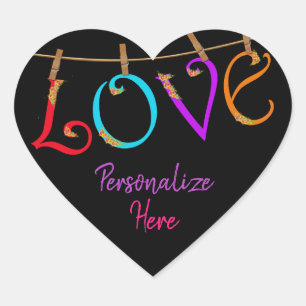 Amour bohème coloré mignon autocollant romantique